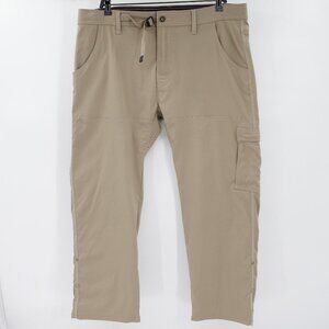 Prana Pants Men's 38 L27 Stretch Zion Straight Leg Hiking Belted Roll Up Hem